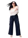 Miss Chase A+ Women’s Wide Leg High Rise Regular Stretchable Denim Jeans (APAW24DEN86-84-71-34, Navy Blue, 34)