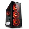 Sharkoon TG4 Mid Tower PC Computer Case I Support Mini-ITX, Micro-ATX, ATX Motherboard I Side Panel Tempered Glass with 4 x 120 mm Red LED Fan (pre-Installed) – Black
