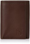 Nelle Harper Men’s Leather Trifold Wallet, Dark Brown, (NHMLWV005)
