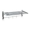 BonKaso Stainless Steel Rectangular 180° Degree Folding Towel Holder, Pack of 1, Chrome, 24 Inches
