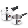 Bergner Sorrento Stainless Steel Outer Lid Pressure Cooker Combo – 2 Litre and 3 Litre Cooker, Triply Base, Heavy Bottom, Easy Open and Close, Healthy Cooking – Induction Bottom and Gas Stove Ready