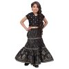 BIBA Girls Polyester Flared Printed Lehenga Set (KW5039EAW22BLK_Black_7)