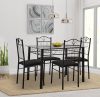 Amazon Brand – Solimo Dorado Glass 4 Seater Dining Set (Black)