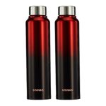 Amazon Brand – Solimo Stainless Steel Water Bottle (Pack of 2) | BIS Approved | 900ml (Dual Colour)
