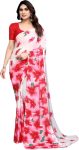 Sita Printed Bollywood Georgette Saree(Pink, White)