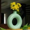 10club Ceramic Donut Vase | Flower Vase for Fresh and Dried Flowers | Pampas Grass Vase | Set of 1 | Pista Green | for Home, Office, Centerpiece or Gifting