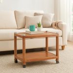 Nilkamal CENTBL2 Contemporary Center Trolley Coffee Table/Tea Table/Teapoy for Home/Living Room/Office & Outdoor in Pear Wood Color (Actual Color May Vary)