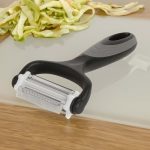 10Club 3 in 1 Rotary Multi-Functional Peeler, Suitable for Vegetable and Fruit, with Serrated Blade + Straight Julienne Stainless Steel, Anti-Slip Handle Design, Slicer Kitchen – Black