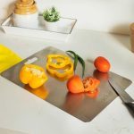 10club Steel Chopping Board for Kitchen Large (35CM X 25CM X 1.2MM) – Cutting Board for Vegetables, Fruits, Meats Chopper Boards, Premium Metal Chopping Board | Stainless Steel 202 Grade