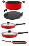 Nirlon Non-Stick Aluminium Flat Base Gas Compatible 5 Piece Cooking Utensils Item Set