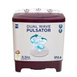 Midea 6.5 kg Semi Automatic Top Load Washing Machine Maroon, White (MWMSA065PPG(MW))