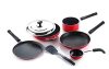 Crystal Aluminium Classic Series 7-Pc Non-Stick Cookware Set | PFOA Free | Tawa, Vagariya, Kadhai with SS Lid, Fry Pan, Sauce Pan, 1 Spatula | Multicolour