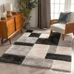 Rugs Planet Shaggy Carpet– Handcrafted Soft & Fluffy Rug for Living Room & Bedroom– Non-Slip & Easy to Clean Trellis Design– Black Silver Ivory-11X15 FT