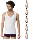 VIP Frenchie Oxy Round Neck Men’s Cotton Regular Vest (Pack of 6-80Cm) White, Assorted