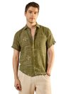 Modeve Men’s Half Sleeve Regular Fit Geometric Print Shirt – Perfect for Summer Style- Olive-XL