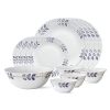 Larah by Borosil Leaf Floret Opalware Dinner Set, 13-Pieces, White