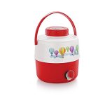 Cello Travel Star Pastic Insulated Water Jug | Inner Stainless Steel Jug | Hot & Cold | Easy to Carry | 16 litres, White & Red