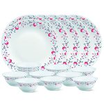 Larah by Borosil Glass PentasThali Set (White) – 18 Pieces