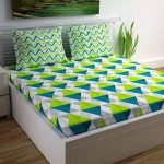 LA MANTTA 180 TC Polycotton Double Geometric Flat Bedsheet(Pack of 1, Multicolor)