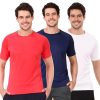 VECTOR X Self Design Men Round Neck T-Shirt 100% Polyerster (Pack of 3)