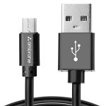 Ambrane 2.4A Fast Charging Cable Output Cable with Micro to USB for Mobile, Neckband, True Wireless Earphone Charging, 480mbps Data Sync Speed, 1m Length (ACM – AZ1, Black)