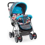 LuvLap Sunshine Baby Stroller / Pram for 0 – 3 Years, New Born / Toddler / Kid, 5 Point Safety Harness, Adjustable backrest, 360° Swivel Wheel, Large storage basket, Reversible Handlebar (Teal)