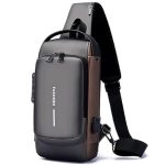 USB Sling Chest Bag – Waterproof Crossbody Shoulder Bag with USB Charging Port – Anti-Theft Travel Daypack for Men & Women – Casual Lightweight Sling Backpack