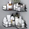 DESIHIDE Wall Mounted Self-Adhesive Bathroom Corner Shelf/Kitchen Rack & Holder – Bathroom Accessories (Material-GI Metal, Powder Coated Finish, Black) – Pack of 2