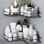 DESIHIDE Wall Mounted Self-Adhesive Bathroom Corner Shelf/Kitchen Rack & Holder – Bathroom Accessories (Material-GI Metal, Powder Coated Finish, Black) – Pack of 2