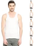 VIP Men’s Solid Regular Fit Vest (VP-MI-VS-COLFN-10P-PO6-100_White-Pack of 6