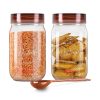 Milton Vintage Airtight Containers with Spoons for Kitchen Storage Food Grade Plastic, Stackable & Transparent Organizer Jars, Masala Dabba, Set of 2 (2 Litres each) for Tea, Coffee, Sugar, Dry Fruits
