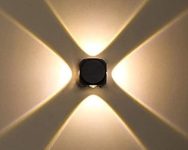 Desidiya® LED Outdoor UP Down Wall Light (Pack of 1) IP-65 Rainproof & Shockproof Alluminium Body 4 Way Exterior Wall Step Light Fixture (Warm White)