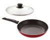 NIRLON Non Stick Coated Aluminium Red Color Tapper Pan/Omelette Pan/Fry Pan, 20 cm with Glass Lid