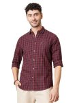 The Indian Garage Co Men’s Checkered Slim fit Casual Shirt (1218-SH06-10_Maroon M-102CM)