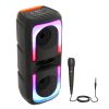 pTron Fusion Beats 40W Karaoke Bluetooth Party Speaker w/Punchy Stereo Sound, 6hrs Playtime, Rhythmic RGB Lights, 3m Wired Mic,Bluetooth V5.1/USB/SD Card Playback Modes & Type-C Charging(Raven Black)