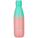 Amazon Brand – Solimo Stainless Steel Insulated Cola Dual Colour Bottle (500ml) | Superior Durability | 100% Food-Safe | Leak Proof | BPA-Free Cap (Green & Pink)