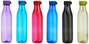 Amazon Brand – Solimo 1 Lt Water Bottle | Multicolor | Set Of 6 (Twist) – Polyethylene Terephthalate