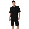 Campus Sutra Men’s Oversized Solid Black Co-Ord Set for Casual Wear | Cotton Poly Lycra | Pull On T-Shirt & Shorts | Clothing Set Crafted with Comfort Fit & High Performance for Everyday Wear