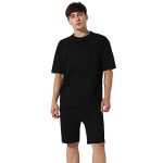 Campus Sutra Men’s Oversized Solid Black Co-Ord Set for Casual Wear | Cotton Poly Lycra | Pull On T-Shirt & Shorts | Clothing Set Crafted with Comfort Fit & High Performance for Everyday Wear