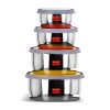 Sumeet Stainless Steel Food Storage Airtight & Leak Proof Containers Set 400Ml To 1 Ltr, Set Of 4Pc, Beige