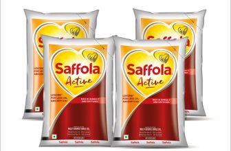 Saffola Active Rice Bran & Soyabean refined oil |Less oil absorption for weight watchers Blended Oil Pouch(4 x 850 g)