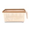Nayasa Plastic Frill Basket | 6 Litre | Rectangular Shape | Veg Baskets for Storage in Kitchen | Food Basket for Kitchen | Peach