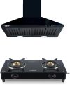 LIVPURE LIV-AIRIS-60+LIV-ZENO-2B COMBO Chimney & Cooktop Combo |Pyramid Shape + 2 Burner Cooktop | Baffle Filter | 5 Year Motor Warranty |Powerful Suction | Low Noise Wall Mounted Black 1000 CMH Chimney
