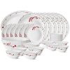 Larah by Borosil Fluted Series Verona Opalware Dinner Set | 33 Piece for Family of 6 | Microwave & Dishwasher Safe | Bone-Ash Free | Crockery Set for Dining & Gifting | Plates & Bowls | White