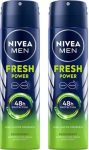 NIVEA Fresh Power Deo Spray, 48h Derma Odour Protection with Citrus, Musk, Spice Body Spray – For Men(150 ml, Pack of 2)