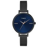 TIMEX Analog Watch for Women with Blue Round Dial & Black Stainless Steel Bracelet Band Water Resistant Women’s Wrist Watches – TWEL155SMU08