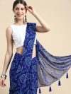 Aadishakti Fashion Printed Bandhani Chiffon Saree(Blue)