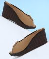 New Club Women Heels(Khaki, Brown , 4)