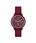Lacoste Lacoste.12.12 Qtz Multifunction Burgundy Round Dial Women’s Watch|Burgundy Silicone Material|Multicolor Color Band – 2001328