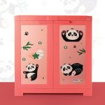 CELLO Kidzbee Mini Marvel Bamboo Budies Design 2 Cabinet PP Plastic Material | Dream Word & Space-Saving Compact Size | Bamboo Budies-Themed Design | Ideal for Kids’ Rooms | Pink & Peach